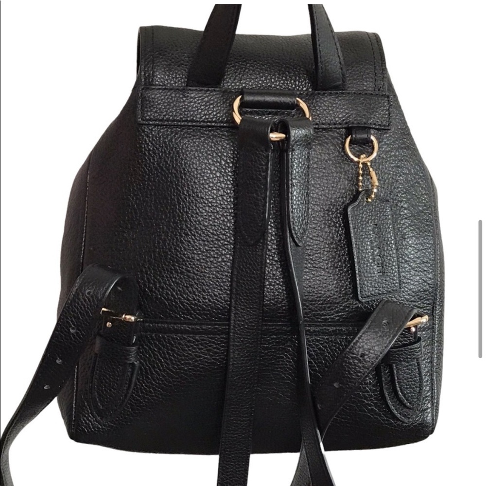 Coach Turnlock Mini Rucksack Black Leather Backpack - Picture 5 of 12